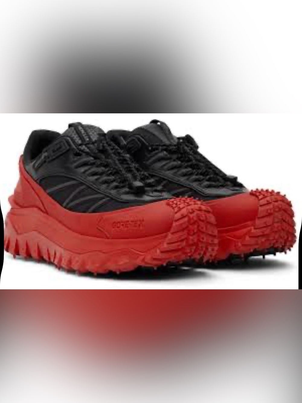 Moncler Black and Red Platform Trail Sneakers